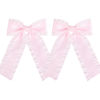 Picture of 2Pcs Hair Bow Clips for Women Girls,4in Light Pink Satin Ruffle Ribbon Bowknot Hair Barrettes with Long Tail,Cute Handmade Feminine Hair Accessories for Teens Toddlers Kids
