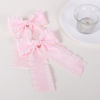 Picture of 2Pcs Hair Bow Clips for Women Girls,4in Light Pink Satin Ruffle Ribbon Bowknot Hair Barrettes with Long Tail,Cute Handmade Feminine Hair Accessories for Teens Toddlers Kids