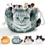 Picture of Cat Shaped Drawstring Makeup Bag for Women - Grey Tabby Cat Design Cosmetic Case