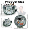 Picture of Cat Shaped Drawstring Makeup Bag for Women - Grey Tabby Cat Design Cosmetic Case