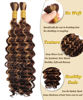 Picture of Human Braiding Hair 2 Bundles/Pack 100g Highlight 4/27 Curly Deep Wave Human Bulk Hair for Braiding No Weft 10A Brazilian Virgin Human braiding Hair for Boho Braids (Highlight 4/27, 28 inch)
