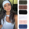 Picture of XTREND Wide Headbands Knotted Head Wraps Non Slip Stretch Headband Women's Hair Thin Headbands Turban Sports Hairband Girls Head Bands Accessories 6 Pcs（Army Green, Coffee, Black, White, Pink, Blue）
