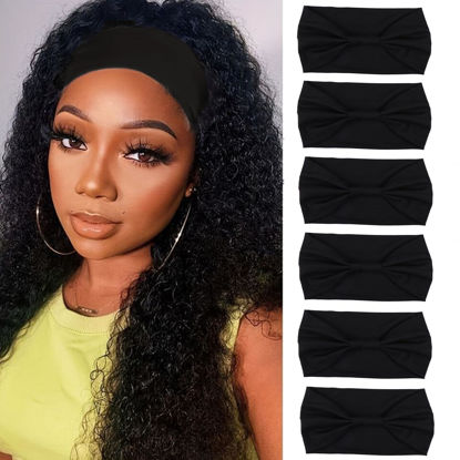 Picture of XTREND Hairbands, Wide Headbands For Women - Non Slip Fashion Stretch Headband, Boho Head Bands Women's Hair Thin Cloth Headbands Turban, Workout Hairband, Girls Headband, 6 Packs - Black