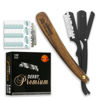 Picture of Equinox Straight Edge Razor - Includes 100 Single Derby Blades -Manual Shaver for Men - Stainless Steel with Wooden Handle - Barber Kit - Hair Blade Razor - Perfect for Hairline