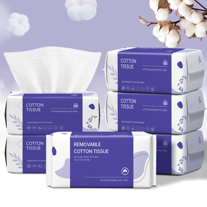 Picture of Disposable Face Towel 600 Count, Face Clean Towels, Soft Cotton Dry Wipes Facial Cloths Towelettes for Washing and Drying, Facial Tissue for Cleansing, Skincare and Makeup Remover