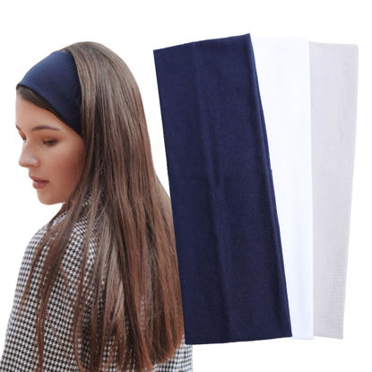 Picture of RJMBMUP Headbands for Women 3 PCS Cotton Non Slip Hair Bands Sweat Thick Headband Hair Accessories