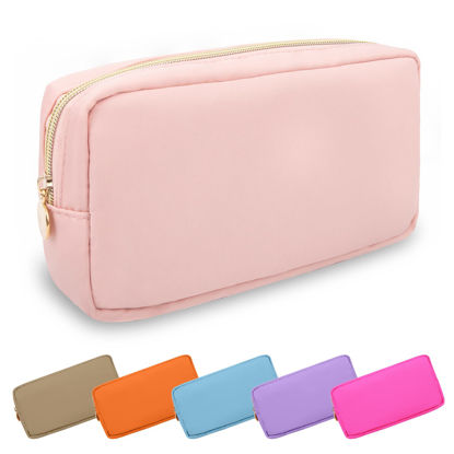 Picture of Waterproof Small Makeup Bag Pouch for Purse,Nylon Travel Toiletry Storage Bag Cute Preppy Cosmetic Bag for Women Girl,Waterproof Makeup Organizer Bag Skincare Bag Purse with Zipper(Small-Flamingo)