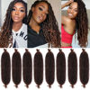 Picture of 8 Packs Dark Brown Springy Afro Twist Crochet Hair 16 Inch Pre-Separated Spring Twist Hair Synthetic Marley Crochet Braiding For Distressed Soft Locs Hair Extension For Women (8 Strands/Pack,T30#)