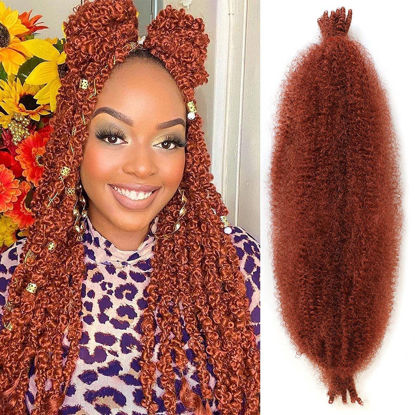 Picture of 8 Packs Copper Red Springy Afro Twist Crochet Hair 24 Inch Pre-Separated Spring Twist Hair Marley Crochet Braiding For Distressed Soft Locs Hair Extension For Women(8 Strands/Pack,350#)
