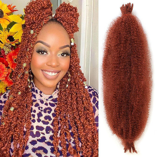 Picture of 8 Packs Copper Red Springy Afro Twist Crochet Hair 24 Inch Pre-Separated Spring Twist Hair Marley Crochet Braiding For Distressed Soft Locs Hair Extension For Women(8 Strands/Pack,350#)