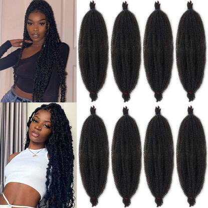 Picture of 30 Inch Pre-Separated Springy Afro Twist Hair 8 Packs Spring Twist Hair For Distressed Soft Locs Natural Black Long Marley Twist Braiding Hair Synthetic Hair Extension For Women (8 Strands/Pack,1B#)