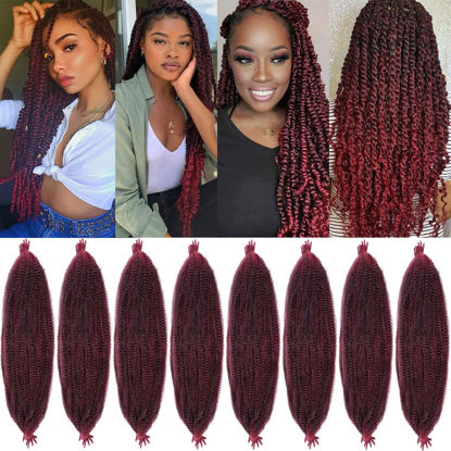 Picture of 24 Inch Pre-Separated Spring Twist Hair 8 Packs Springy Afro Twist Crochet Hair Synthetic Marley Crochet Braiding For Distressed Soft Locs Hair Extension For Women (10 Strands/Pack,TBUG#)