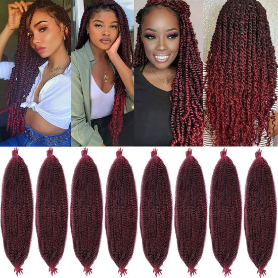 Picture of 24 Inch Pre-Separated Spring Twist Hair 8 Packs Springy Afro Twist Crochet Hair Synthetic Marley Crochet Braiding For Distressed Soft Locs Hair Extension For Women (10 Strands/Pack,TBUG#)