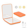 Picture of Kintion Rechargeable Pocket Mirror, Double Sided 1X/3X Magnification Compact Vanity Mirror, 3 Color Lights, Dimmable, Small Portable Wallet Mirror, Lighted Travel Mirror for Women Gifts, Orange