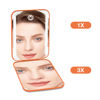 Picture of Kintion Rechargeable Pocket Mirror, Double Sided 1X/3X Magnification Compact Vanity Mirror, 3 Color Lights, Dimmable, Small Portable Wallet Mirror, Lighted Travel Mirror for Women Gifts, Orange