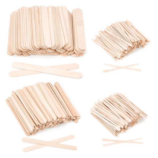 Picture of 1000Pcs Waxing Sticks - 4 Style Assorted Wood Wax Sticks for Body Face Hair Removal, Eyebrow Lip Nose Small Waxing Applicator Sticks, Wax Spatula Applicator Wooden Craft Sticks