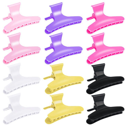 Picture of BAHABY Hair Clips for Styling Sectioning 12 Pack Butterfly Clamps Hair Claw Clips Pro Salon Hair Clips for Styling, Sectioning, Cutting and Coloring, 6 Colors