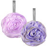 Picture of LAYUKI Bath Loofah, Shower Loofah, Body Loofah, Bath Sponge, Shower Sponge, Body Sponge, Bath Scrubber, Shower Scrubber, Body Scrubber, Rose-Shaped, Elegant (Set of 2 Pieces,Purple and Grey)