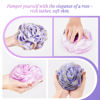Picture of LAYUKI Bath Loofah, Shower Loofah, Body Loofah, Bath Sponge, Shower Sponge, Body Sponge, Bath Scrubber, Shower Scrubber, Body Scrubber, Rose-Shaped, Elegant (Set of 2 Pieces,Purple and Grey)