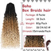 Picture of Beverlee 18 Inch 8 Packs Boho Box Braids Goddess Box Braids Crochet Hair Bohemian Hippie Braids Braiding Hair Box Braids with Curly Ends Messy Pre-looped Synthetic Crochet Hair for Black Women 1B2460#