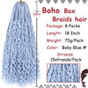 Picture of Beverlee 18 Inch Boho Box Braids 8 Packs Goddess Box Braids Crochet Hair Bohemian Hippie Braids Braiding Hair Box Braids with Curly Ends Messy Pre-looped Synthetic Crochet Hair for Women 128 Strands Light Blue#