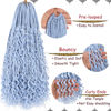 Picture of Beverlee 18 Inch Boho Box Braids 8 Packs Goddess Box Braids Crochet Hair Bohemian Hippie Braids Braiding Hair Box Braids with Curly Ends Messy Pre-looped Synthetic Crochet Hair for Women 128 Strands Light Blue#