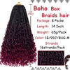 Picture of Beverlee 14 Inch Boho Box Braids 8 Packs Goddess Box Braids Crochet Hair Bohemian Hippie Braids Braiding Hair Box Braids with Curly Ends Messy Pre-looped Synthetic Crochet Hair for Women 1B/99J/BUG#