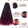Picture of Beverlee 14 Inch Boho Box Braids 8 Packs Goddess Box Braids Crochet Hair Bohemian Hippie Braids Braiding Hair Box Braids with Curly Ends Messy Pre-looped Synthetic Crochet Hair for Women 1B/99J/BUG#