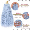 Picture of Beverlee 14 Inch Boho Box Braids 8 Packs Goddess Box Braids Crochet Hair Bohemian Hippie Braids Braiding Hair Box Braids with Curly Ends Messy Pre-looped Synthetic Crochet Hair for Women Light Blue#