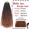 Picture of Beverlee 18 Inch Boho Box Braids 8 Packs Goddess Box Braids Crochet Hair Bohemian Hippie Braids Braiding Hair Box Braids with Curly Ends Messy Pre-looped Synthetic Crochet Hair for Women 1B/33/30#