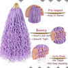 Picture of Beverlee 14 Inch Boho Box Braids 8 Packs Goddess Box Braids Crochet Hair Bohemian Hippie Braids Braiding Hair Box Braids with Curly Ends Messy Pre-looped Synthetic Crochet Hair for Women Light Purple#
