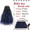 Picture of Beverlee 10 Inch 8 Packs Boho Box Braids Goddess Box Braids Crochet Hair Bohemian Hippie Braids Braiding Hair Box Braids with Curly Ends Messy Pre-Looped Synthetic Crochet Hair for Black Women 2/3#