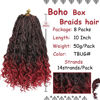 Picture of Beverlee 10 Inch 8 Packs Boho Box Braids Goddess Box Braids Crochet Hair Bohemian Hippie Braids Braiding Hair Box Braids with Curly Ends Messy Pre-looped Synthetic Crochet Hair for Black Women TBUG#