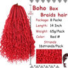 Picture of Beverlee 14 Inch Boho Box Braids 8 Packs Goddess Box Braids Crochet Hair Bohemian Hippie Braids Braiding Hair Box Braids with Curly Ends Messy Pre-looped Synthetic Crochet Hair for Women RED#