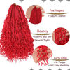 Picture of Beverlee 14 Inch Boho Box Braids 8 Packs Goddess Box Braids Crochet Hair Bohemian Hippie Braids Braiding Hair Box Braids with Curly Ends Messy Pre-looped Synthetic Crochet Hair for Women RED#