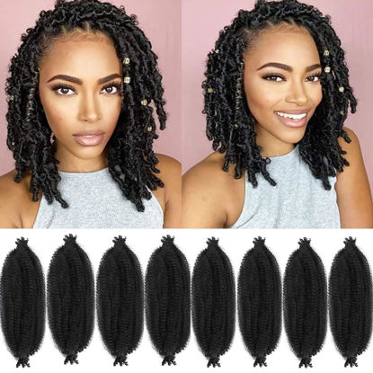 Picture of Celie Hair Extensions 12 Inch Pre-Separated Springy Afro Twist Hair 8 Packs Suitable for Damaged Soft Locs Synthetic Marley Twist Braiding Hair (12Inch, 1B#)