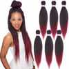 Picture of Dorsanee Ombre Burgundy Braiding Hair Pre Stretched 20 Inch 8 Packs Braiding Hair Extensions for Crochet Box Braids Twists Locs Hair Itch Free Soft Yaki Texture Hot Water Setting (20inch,#1B/Bug)