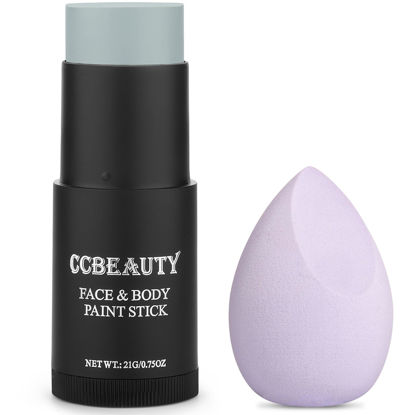 Picture of CCbeauty Light Grey Face Paint Stick,Face Painting Kit,Non Toxic SFX Makeup For Grayscale Wolf Halloween Costume Cosplay,Professional FX Body Paint,Full Coverage Painting Foundation With Makeup Sponge