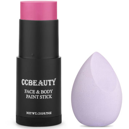 Picture of CCbeauty Pink Face Paint Stick,Face Painting Kit,Non Toxic SFX Makeup For Butterfly Halloween Costume Cosplay,Professional FX Body Paint For Adults,Full Coverage Painting Foundation With Makeup Sponge