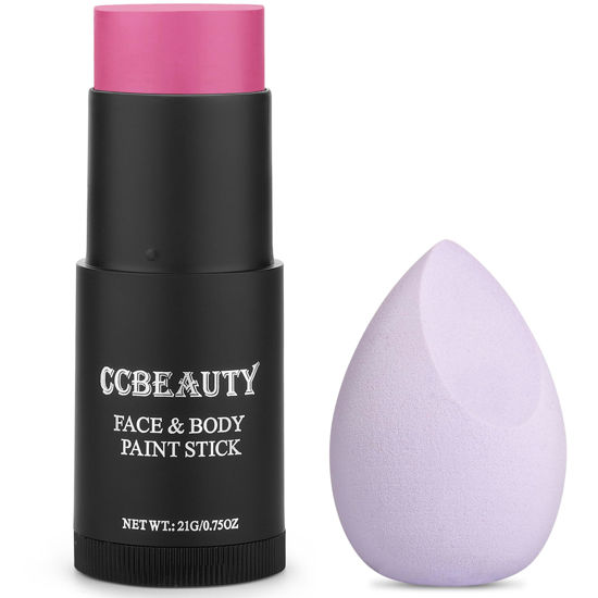 Picture of CCbeauty Pink Face Paint Stick,Face Painting Kit,Non Toxic SFX Makeup For Butterfly Halloween Costume Cosplay,Professional FX Body Paint For Adults,Full Coverage Painting Foundation With Makeup Sponge