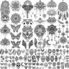 Picture of VANTATY 64 Sheets Tribal Vintage Black Lotus Temporary Tattoos for Women Girls, Bohemia Mandala Flower Fake Sleeve Tattoos for Adults Owl Moon