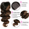 Picture of UNICE Brown Highlight Body Wave Human Hair 3 Bundles with 4x4 lace closure Free Part, Brazilian Remy Hair Ombre Human Hair Wavy Weaves FB30 Color 18 20 20+16 Closure