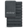 Picture of Cosy Family 10 Pack Makeup Remover Wash Cloths - Soft Microfiber Fingertip Facial Cleansing Cloths for Hand and Make Up, 12 x 12 in, Black Grey