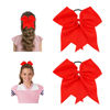 Picture of WRNZL Cheer Bows, Red Hair Bow, 2 Pcs Big Red Bow Scrunchies for Girls, Softball Hair Bows, Sports Elastic Ponytail Holder School Cheerleader Bows Hair Accessories