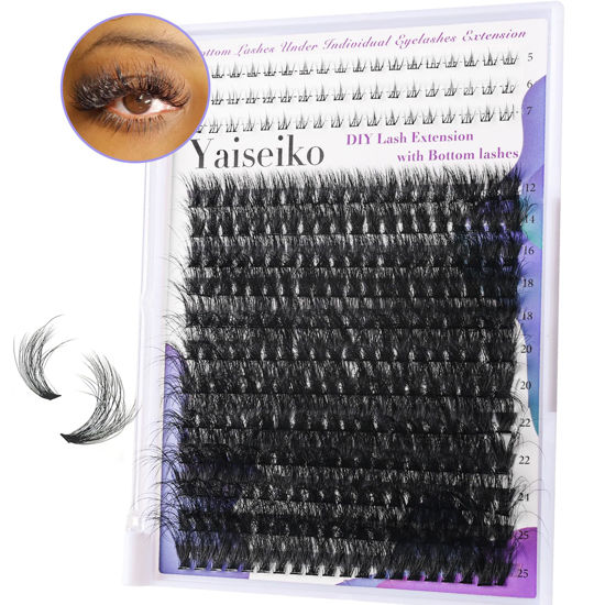 Picture of Fluffy Lash Clusters with Bottom Lashes 12-25mm Thick Cluster Eyelash Extensions 294Pcs Wispy Individual Lashes with Lower Eyelash Clusters 100D Plant Fibers Lashes Clusters DIY at Home, by Yaiseiko