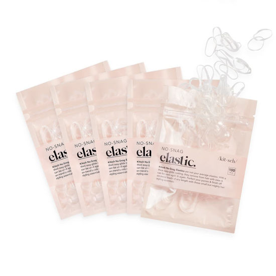 Picture of Kitsch Hair Ties No Damage for Kids, Teens and Women - Rubber Bands for Hair Styling | No Snag Hair Elastics | Women's Daily Hair Accessories - 500pcs (Clear) - Valentines Day Gifts