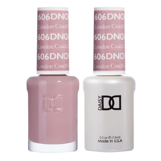 Picture of DND Gel Polish Set, Beige Nude Collection, UV/LED Gel Polish and Air Dry Nail Lacquer, Matching Chip-Free Polish Duo, 606 London Coach, 0.5 Fl Oz