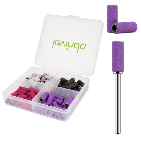 Picture of Lavinda Nail Drill Bits 80#120#180#240# Small Sanding Bands for Nail Drill 4 Color Electric File Nail Sanders with 3/32" Mandrel Bit for Manicure & Pedicure 80 Piece (Multicolor)