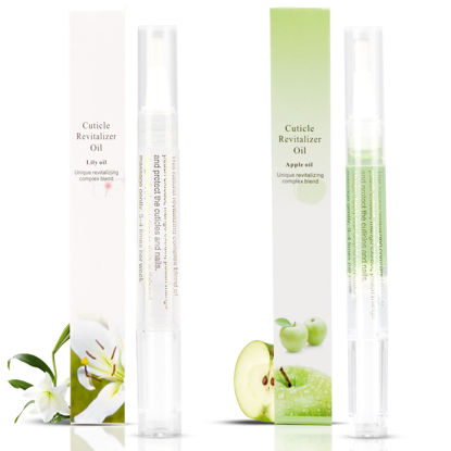 Picture of 2PCS Cuticle Oil Pens for Nail Care,Cuticle Revitalizer Oil Pen with Soft Brush,Cuticle Oil to Prevent Nail Cracking and Dry (Lily & Apple Flavor)
