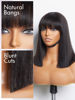 Picture of LUVME HAIR 12 Inch Light Yaki Straight Bob Wig with Bangs Human Hair Realistic HD Lace Short Black Bob Wigs, Ready to Go Blunt Cut Bob Wig Glueless 180 Density